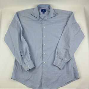 Egara Dress Shirt Mens 16.5 34-35 Blue Plaid Non Iron Slim Fit Long Sleeve